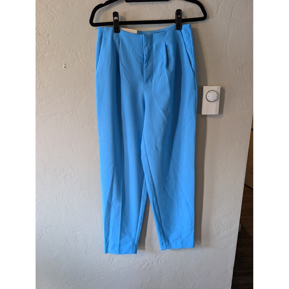 A New Day Pants Women 4R Blue High Rise Tapered Pleated Trouser NWT